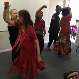 Aurora and 4 students perform Salsa Mambo at final session in xxx Center in Flushing 2018